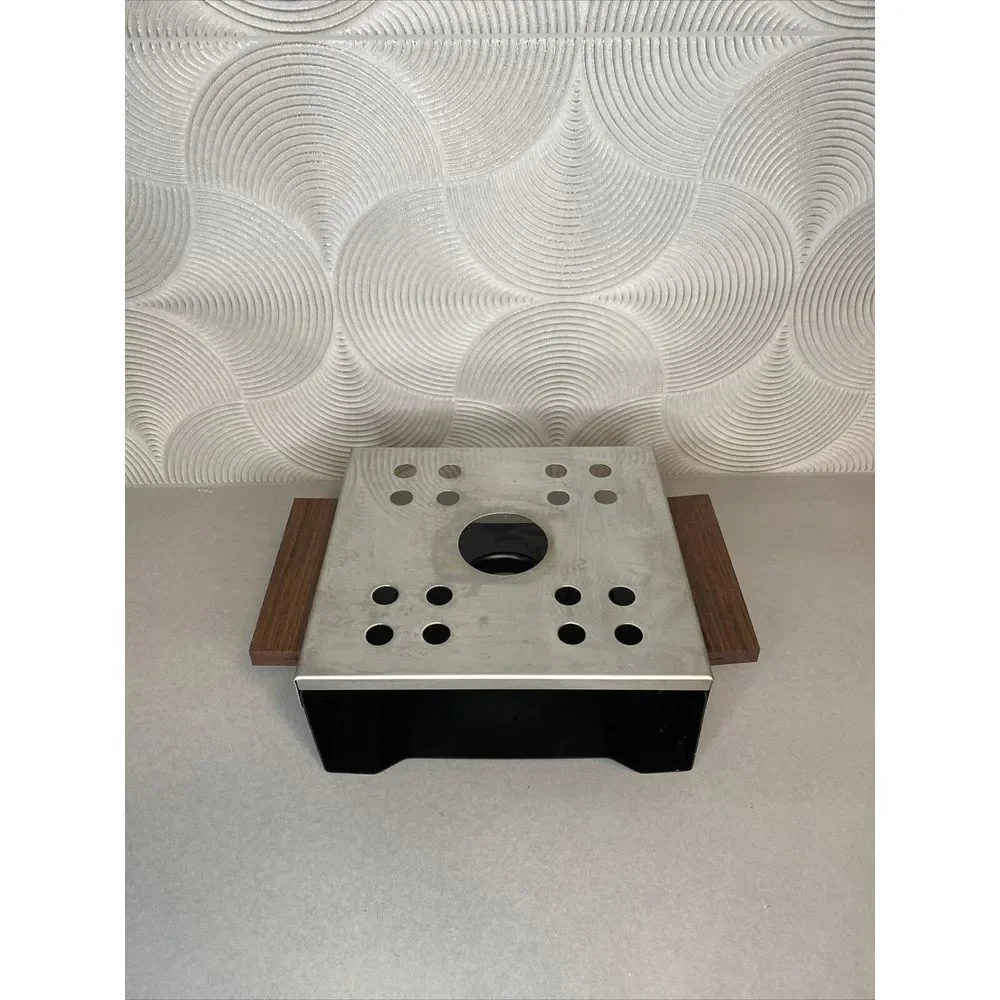 Vintage Food‎ Warmer Yax Stainless Steel Wood Handle One Candle Hot Plate Boxed